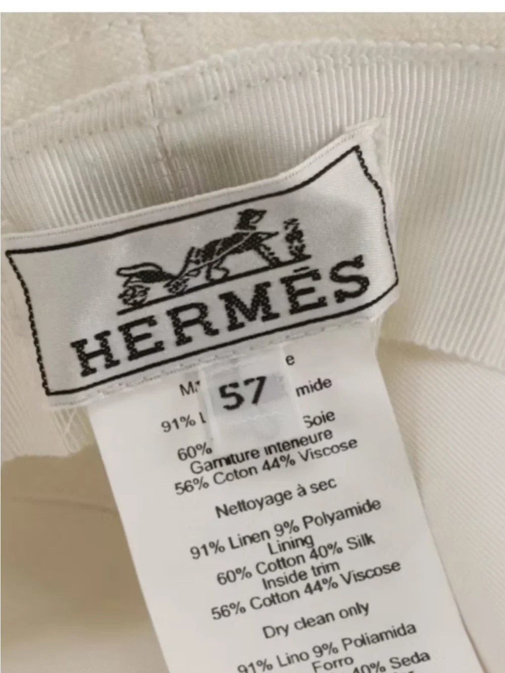 Hermès Cream Hat with Ivory Trim
